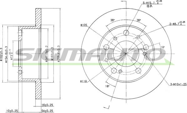 SIGMAUTO DBA063S - Тормозной диск autospares.lv