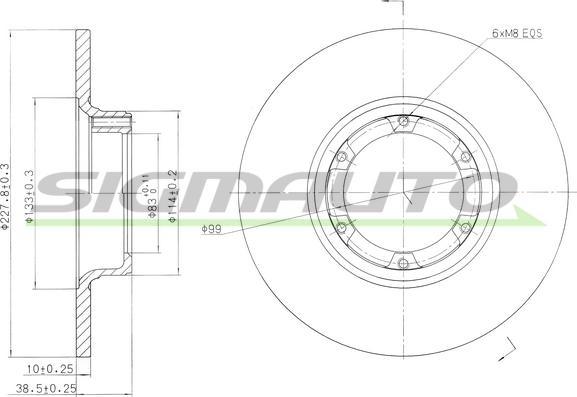 SIGMAUTO DBA016S - Тормозной диск autospares.lv