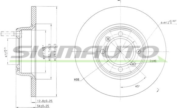 SIGMAUTO DBA088S - Тормозной диск autospares.lv