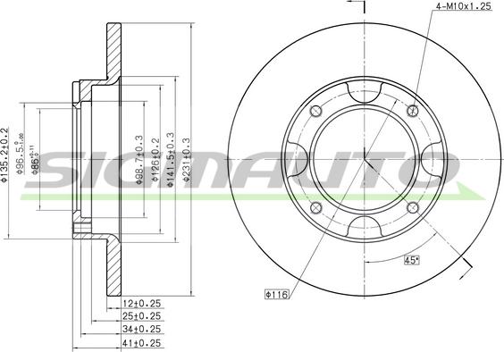 SIGMAUTO DBA087S - Тормозной диск autospares.lv