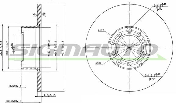 SIGMAUTO DBA071S - Тормозной диск autospares.lv