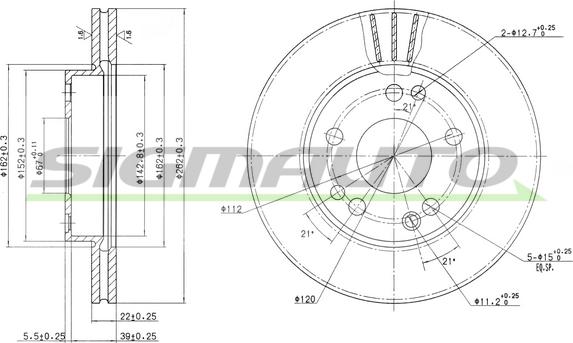 SIGMAUTO DBA191V - Тормозной диск autospares.lv