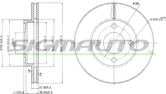 SIGMAUTO DBA193V - Тормозной диск autospares.lv