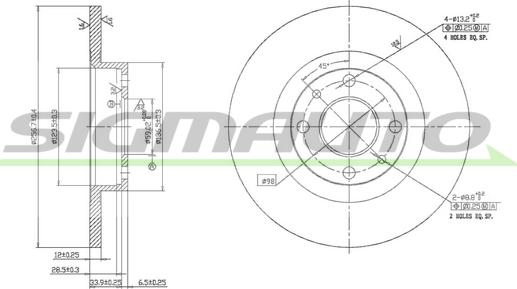 SIGMAUTO DBA141S - Тормозной диск autospares.lv