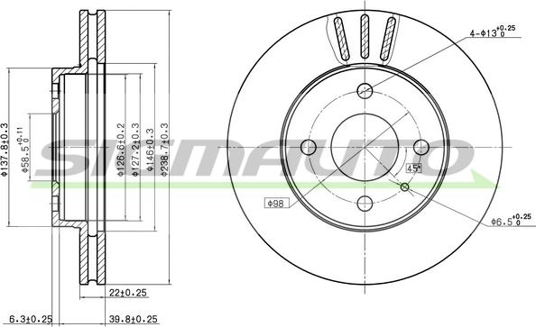 SIGMAUTO DBA157V - Тормозной диск autospares.lv