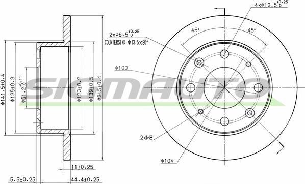 SIGMAUTO DBA106S - Тормозной диск autospares.lv