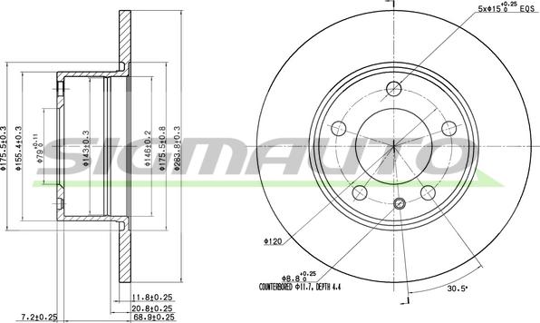 SIGMAUTO DBA119S - Тормозной диск autospares.lv