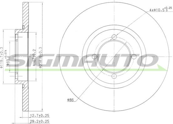 SIGMAUTO DBA115S - Тормозной диск autospares.lv