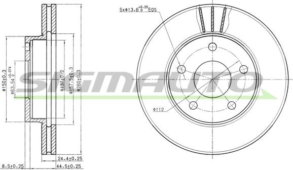 SIGMAUTO DBA180V - Тормозной диск autospares.lv