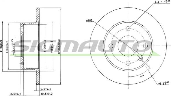 SIGMAUTO DBA135S - Тормозной диск autospares.lv