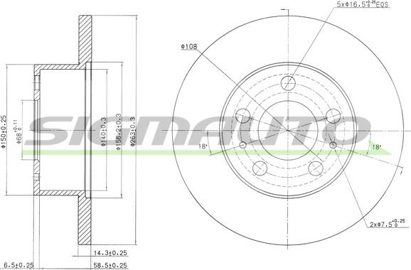 SIGMAUTO DBA136S - Тормозной диск autospares.lv