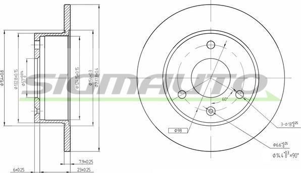 SIGMAUTO DBA132S - Тормозной диск autospares.lv