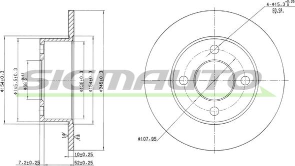 SIGMAUTO DBA128S - Тормозной диск autospares.lv