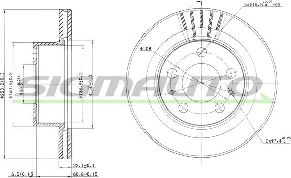 SIGMAUTO DBA174V - Тормозной диск autospares.lv