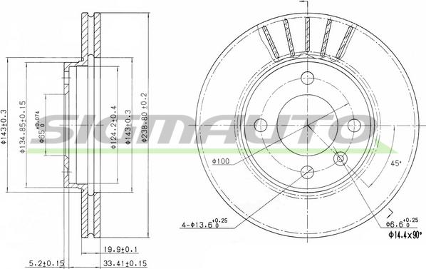 SIGMAUTO DBA175V - Тормозной диск autospares.lv