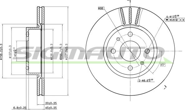 SIGMAUTO DBA176V - Тормозной диск autospares.lv