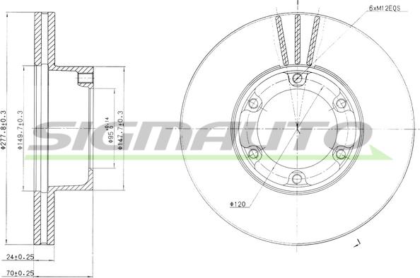 SIGMAUTO DBA172V - Тормозной диск autospares.lv