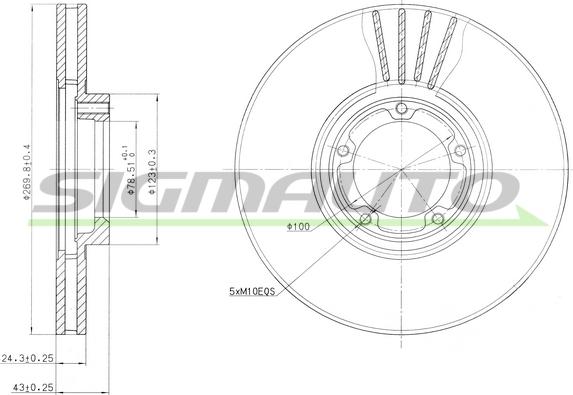 SIGMAUTO DBA849V - Тормозной диск autospares.lv