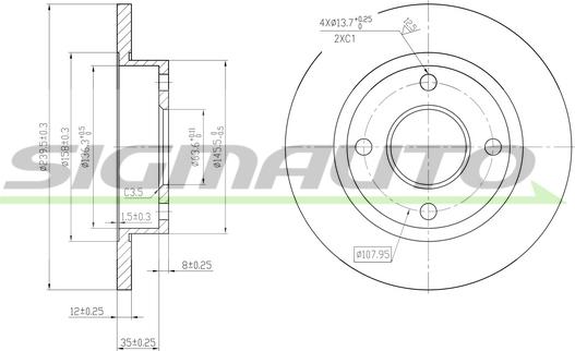 SIGMAUTO DBA845S - Тормозной диск autospares.lv