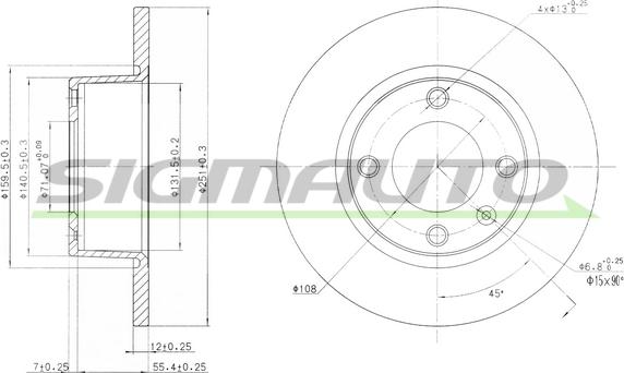 SIGMAUTO DBA840S - Тормозной диск autospares.lv