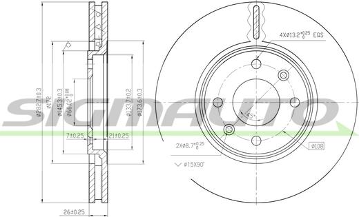 SIGMAUTO DBA841V - Тормозной диск autospares.lv