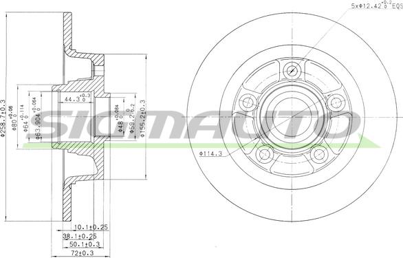 SIGMAUTO DBA855S - Тормозной диск autospares.lv