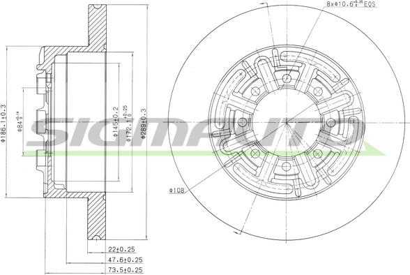 SIGMAUTO DBA858S - Тормозной диск autospares.lv