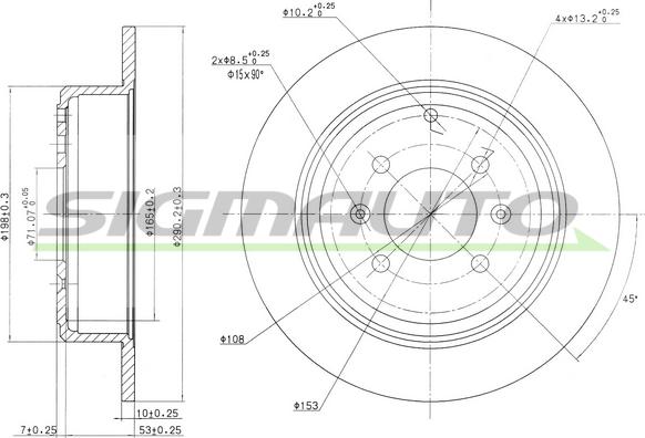 SIGMAUTO DBA869S - Тормозной диск autospares.lv