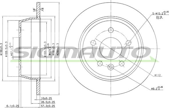 SIGMAUTO DBA861S - Тормозной диск autospares.lv