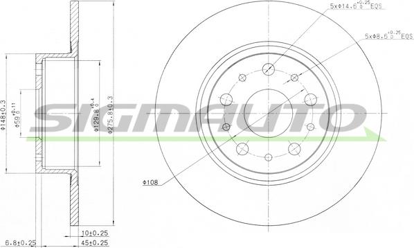 SIGMAUTO DBA805S - Тормозной диск autospares.lv