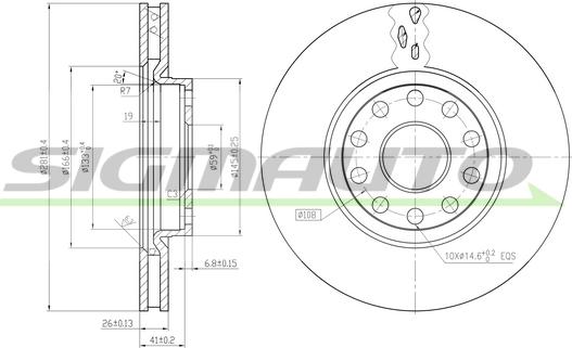 SIGMAUTO DBA802V - Тормозной диск autospares.lv