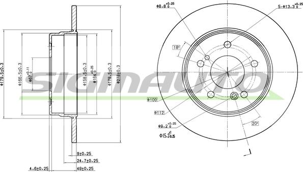 SIGMAUTO DBA819S - Тормозной диск autospares.lv