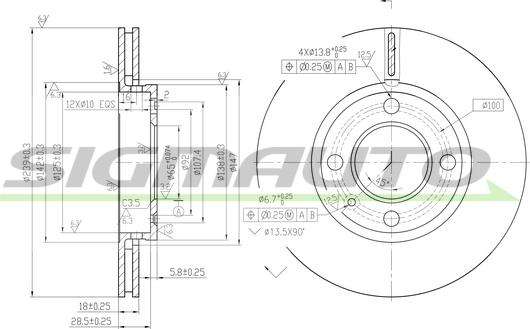 SIGMAUTO DBA812V - Тормозной диск autospares.lv