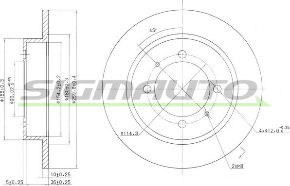 SIGMAUTO DBA886S - Тормозной диск autospares.lv