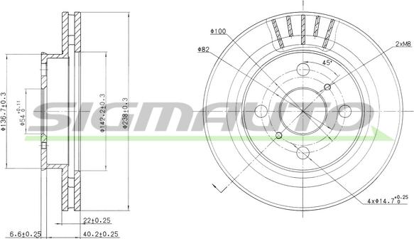 SIGMAUTO DBA880V - Тормозной диск autospares.lv