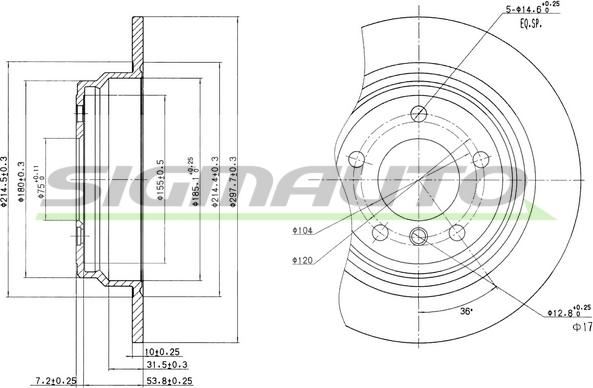 SIGMAUTO DBA835S - Тормозной диск autospares.lv