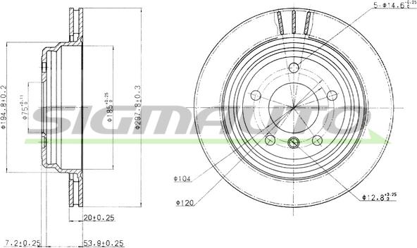 SIGMAUTO DBA836V - Тормозной диск autospares.lv