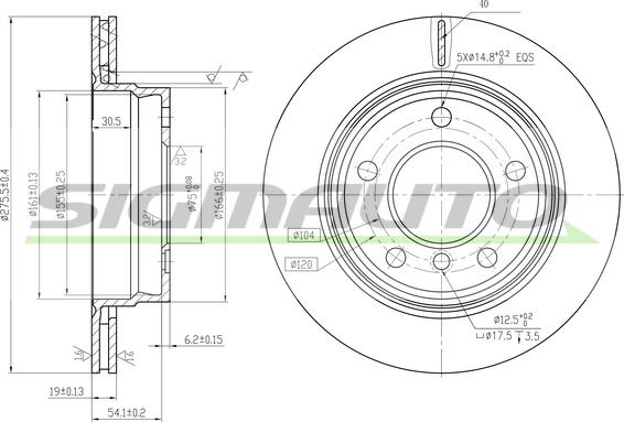 SIGMAUTO DBA831V - Тормозной диск autospares.lv