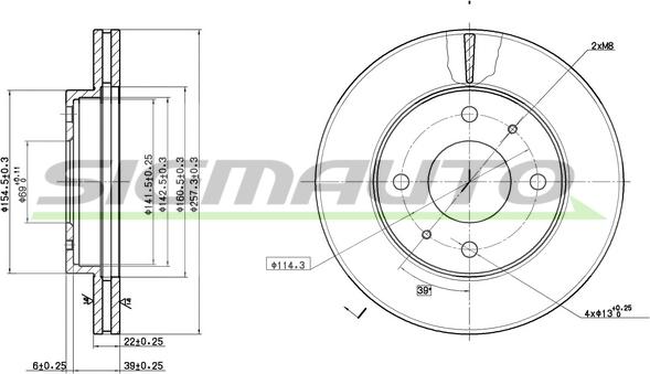 SIGMAUTO DBA390V - Тормозной диск autospares.lv