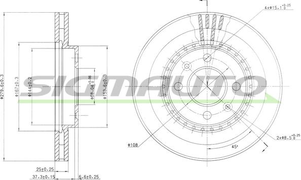 SIGMAUTO DBA398V - Тормозной диск autospares.lv