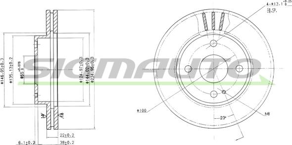 SIGMAUTO DBA393V - Тормозной диск autospares.lv