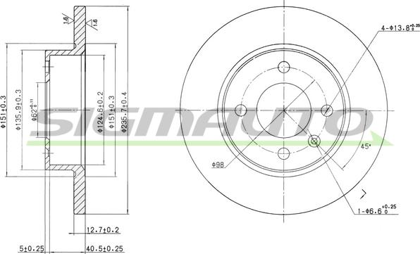 SIGMAUTO DBA359S - Тормозной диск autospares.lv