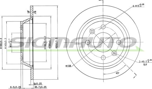 SIGMAUTO DBA355S - Тормозной диск autospares.lv