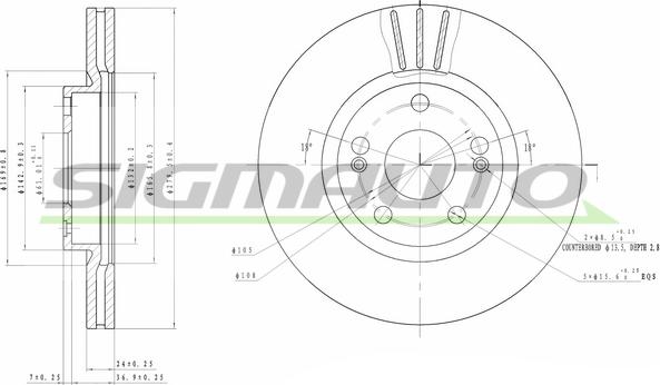 SIGMAUTO DBA369V - Тормозной диск autospares.lv