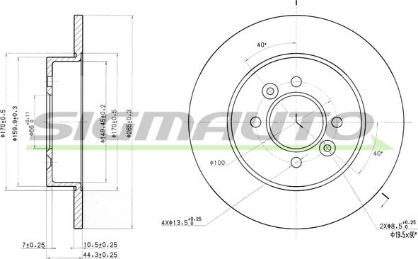 SIGMAUTO DBA362S - Тормозной диск autospares.lv