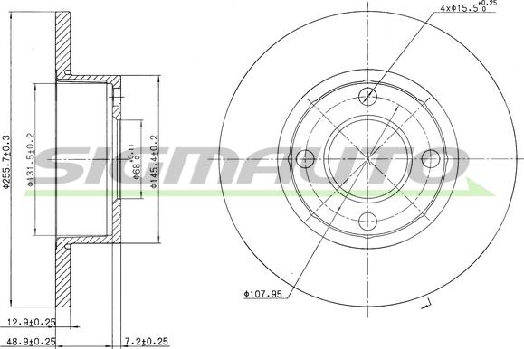 SIGMAUTO DBA318S - Тормозной диск autospares.lv