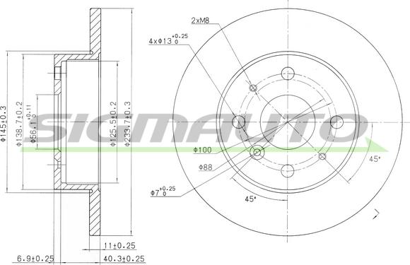 SIGMAUTO DBA386S - Тормозной диск autospares.lv