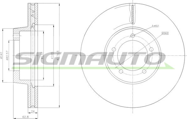 SIGMAUTO DBA380V - Тормозной диск autospares.lv