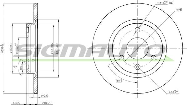 SIGMAUTO DBA335S - Тормозной диск autospares.lv