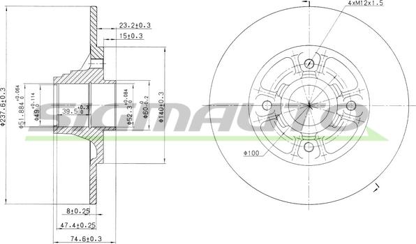 SIGMAUTO DBA333S - Тормозной диск autospares.lv